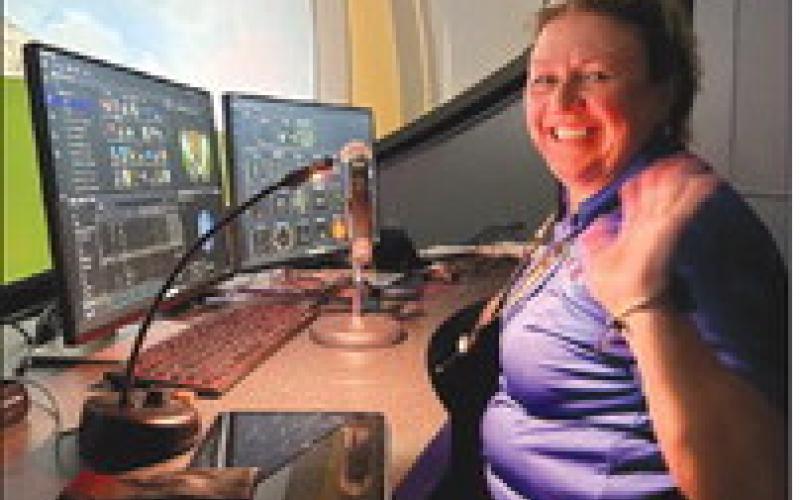Planetarium Director Alisha Capstick narrated a guided tour through the cosmos with audiences ahead of the featured short . lm 'Accidental Astronauts' at the Maumus Center's Planetarium.