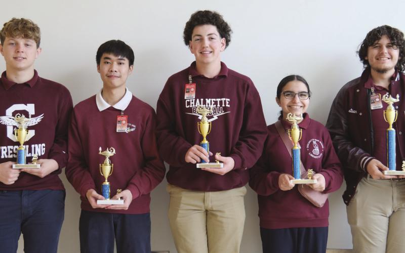 Senior Division National Team from left: Kevin Roussell, Alvin Vu, Connor Dewey, Jenna Jamhour, Christian Miller.
