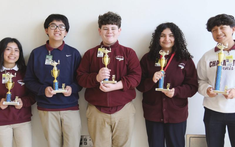Junior Division National Team from left: Genesis Garcia, Carter Tran, Kenneth Higginbotham, Jade Jamhour, Elbin Chavez.