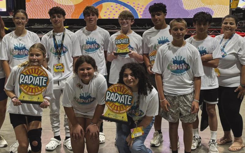 Trist Middle- From left to right - 1st row - Laylah Brown, Autumn Higginbotham, Jade Jamhour, Preston Senez. 2nd row - Lauren Blackwell (sponsor), Briley Blackwell, Caden Bryan, Colton Bourgeois, Jack McMullin, Ramy Dali, Bryce Watson, Sharene Dali (sponsor), Meghan McMullin (sponsor)