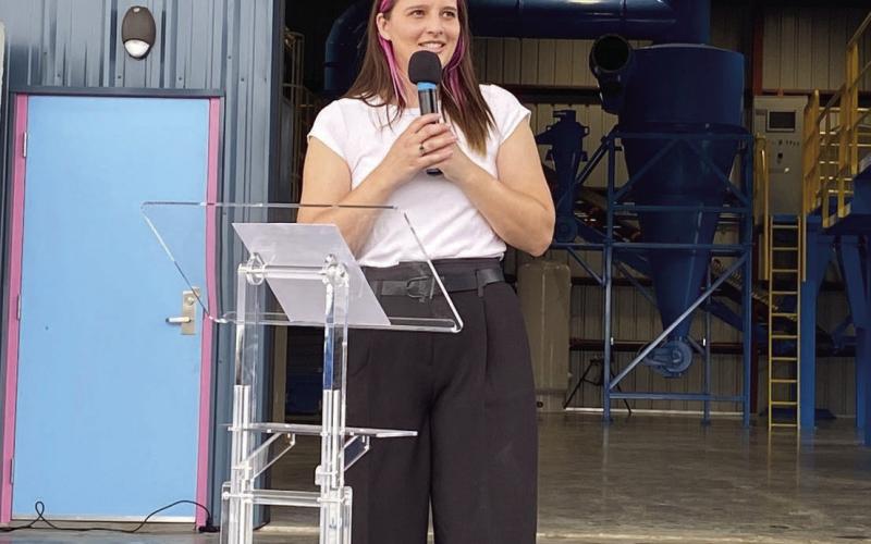 Franziska Trautmann addresses the crowd