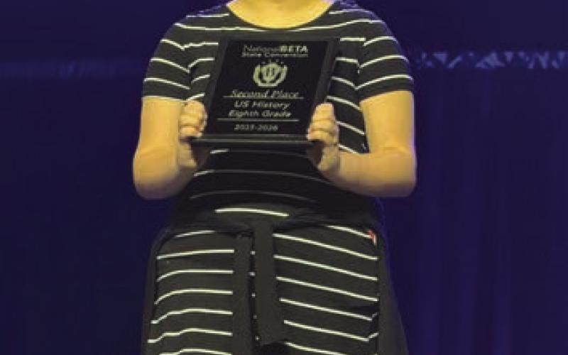 Addilyn Morales of St. Bernard Middle placed 2nd in US History