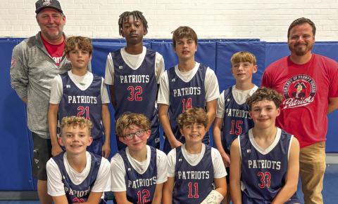 The Patriots from Our Lady of Prompt Succor Catholic School in Chalmette won the City Championship for senior boys basketball in the Catholic School Athletic League Monday. Shown in the front row, from left: Michael Warden, Beckett Christoffer, Colby Duncan, and Liam Perez. In the back row, from left: Coach Terry Christoffer, Britt DeBlonde, Jai Williams, Brayden Mitchell, Pacey DeBlonde, and Coach Dirck Duncan. Mrs. Scheuermann is the team moderator.