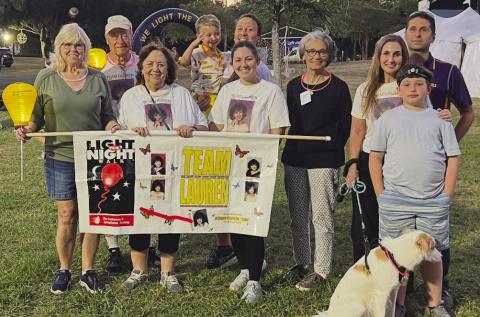 Team Lauren Lights the Night at Lafreniere Park to Benefit the Leukemia and Lymphoma society. Family and friends participated in the annual walk in memory of Lauren Saubat a 1996 graduate of Chalmette High School and died from leukemia in October 1997. Thank you very much to all who participated and/ or donated.
