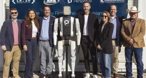 Josh Fleig, Louisiana Innovation (LA.IO), Mindy Nunez-Airhart, SSE Steel Fabricators, Justin Airhart, SSE, Nicolaus Radford, Persona AI, Madeline Kawanaka, LA.IO, Grady Fitzpatrick, GNO, Inc., Parish President Louis Pomes.