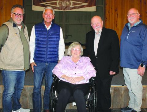 During the St. Bernard Sheri's Oce Reserve Division holiday celebration, the Meraux Foundation presented a $5,000 donation to the Reserve Division to help support training, equipment and operational needs. From left to right, are: Bill Haines, Sheri James Pohlmann, Rita Gue, Floyd Gue and Chris Haines.