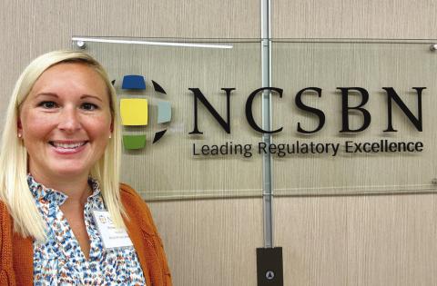 Brittney Zauto, Director of the Practical Nursing program at Nunez Community College, at the Chicago oces for the National Council of State Boards of Nursing.