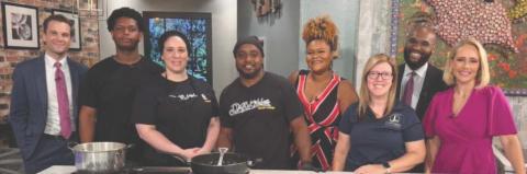 Local restaurant owners of Dat Kitchen joined Chamber Executive Board Member and Shop Small Committee Chair, Jessica Reab of Brewster’s Restaurant, on WWL Channel 4 Morning News, Friday, July 18, to showcase Dat Kitchen’s House Burger — one of the featured specials during the 10-day Savor St. Bernard event.
