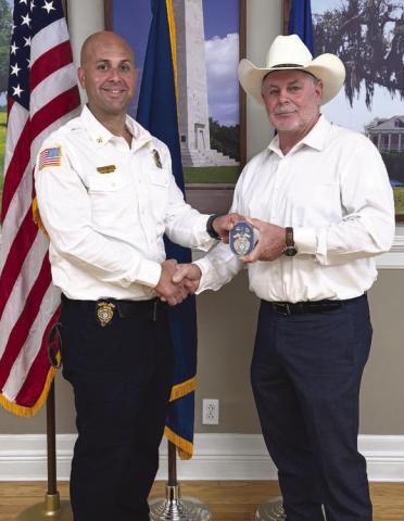 From left: Fire Chief Ryan Roy and Parish President Louis Pomes.