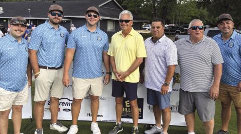 SBSO’s team members who participated in the golf tournament fundraiser are, from left: Dep. Donny Saucier, Lt. Kyle Brown, Dep. Matthew Schmill, Sheri James Pohlmann, Col. Chad Clark, Gerald Kimble, and Dep. Gabriel “Trip” Roques.