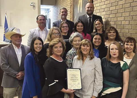 Parish President Pomes and council members present National Business Women’s Week proclamation to representatives of the St. Bernard Business and Professional Women's Club.