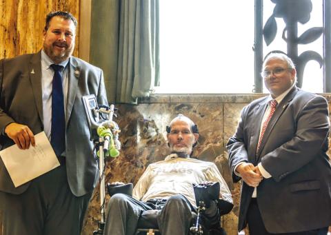 From left: Rep. John Illg Jr., Steve Gleason, and Rep. Mike Bayham.