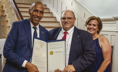From left to right: French Consul General Rudolphe Sambou; State Representative Mike Bayham; Jennifer C. Burton.
