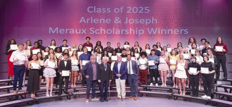 Chris Haines, Wayne Warner, Bill Haines, and Will Schneider with the Class of 2025 Arlene &amp; Joseph Meraux Scholarship winners
