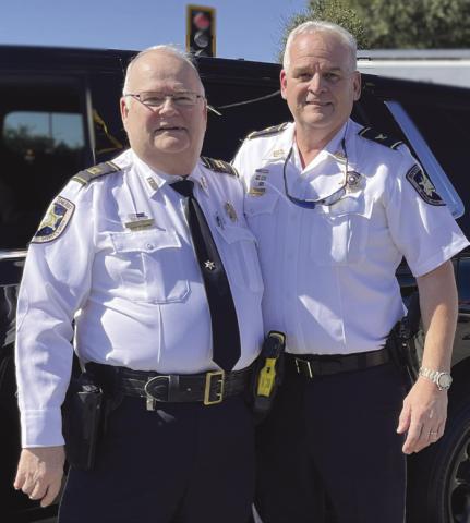Capt. Richard Barr of the Field Operations Bureau Patrol Division, left, is retiring from the St. Bernard Sheri 's O ce after more than three decades of service. Pictured with Capt. Barr is his supervisor, Col. Walter Dornan, commander of the Field Operations Bureau.