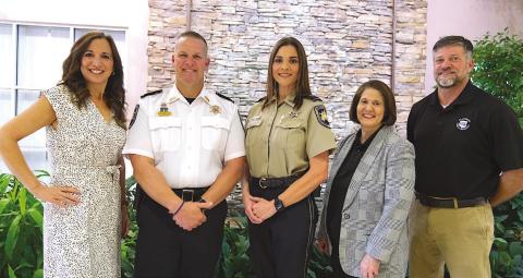 From left: SBPSB Supervisor of Child Welfare and Attendance Andrea Licciardi, Col. Daniel Bostic Jr., Lt. Michelle Canepa, Superintendent Mary Lumetta, SBPSB Director of Operations Jason Dewey.