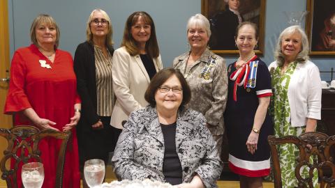 Front row: St. Bernard Parish Public School System Superintendent Doris Voitier; Back row left to right: Francois deLery members Catherine Murray, Mary Powe, Regent Christyn Elliott, Historian Gayle Buckley, Registrar Hattie McElroy and Chaplain Debbi DeMatteo