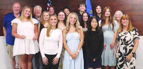 Kiwanis members Michael B. Chutz, Danial Bourgeois, Patrice Cusimano, and Shirley Pechon joined the scholarship recipients who attended the event (listed below).