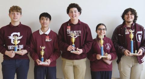 Senior Division National Team from left: Kevin Roussell, Alvin Vu, Connor Dewey, Jenna Jamhour, Christian Miller.