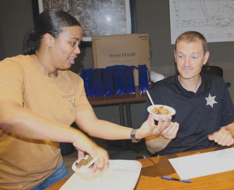 St. Bernard Sheri's Oce Chaplain Aaron Johnson served as one of the judges at Valero Meraux Refinery's annual Jambalaya and Gumbo Cook-O held Friday, Sept. 19.