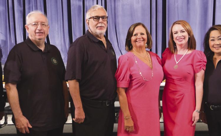 Left to Right School Board Members Don Campbell, Joseph Long, Henry Rodriguez III, Diana Dysart, Katherine Lemoine, Kelly Le-Bowman, Carly Creason