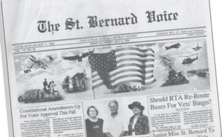 Above: The St. Bernard Voice’s front page 25 years ago, showcasing the new Veterans Wall Mural in Chalmette.