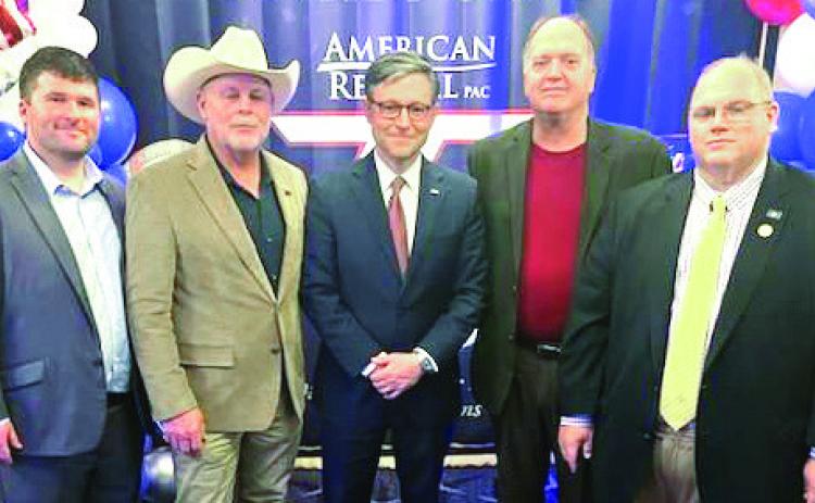 Pictured, from left: Donnie Bourgeois, Louie Pomes, Speaker of the House Mike Johnson, Steve Price and State Representative Mike Bayham in Washington, DC.