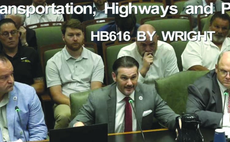 From Left to Right: District D council member Ryan Randall, council member at large west Gillis McCloskey, and Representative for St. Bernard Mike Bayham speak against House Bill 616 during the April 22 House Transportation Committee meeting.