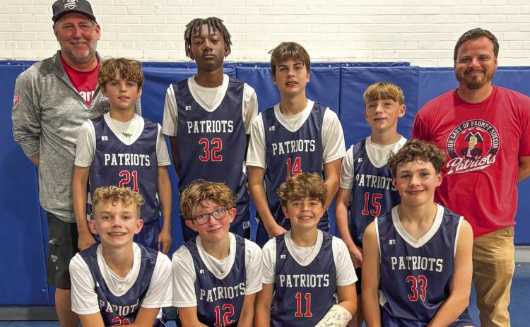 The Patriots from Our Lady of Prompt Succor Catholic School in Chalmette won the City Championship for senior boys basketball in the Catholic School Athletic League Monday. Shown in the front row, from left: Michael Warden, Beckett Christoffer, Colby Duncan, and Liam Perez. In the back row, from left: Coach Terry Christoffer, Britt DeBlonde, Jai Williams, Brayden Mitchell, Pacey DeBlonde, and Coach Dirck Duncan. Mrs. Scheuermann is the team moderator.
