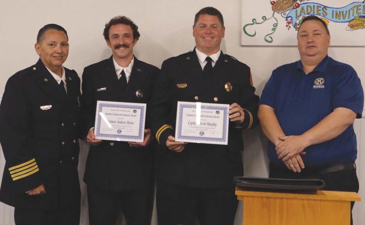Firefighters Devin Murphy and Andrew Moise Receive Lifesaver Award at Latest Kiwanis Meeting