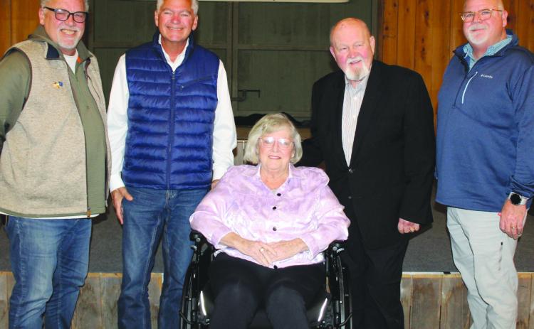 During the St. Bernard Sheri's Oce Reserve Division holiday celebration, the Meraux Foundation presented a $5,000 donation to the Reserve Division to help support training, equipment and operational needs. From left to right, are: Bill Haines, Sheri James Pohlmann, Rita Gue, Floyd Gue and Chris Haines.