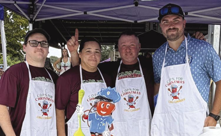 First place winners of this year's C.O.P.S. for Christmas Chili Cook O fundraiser held Oct. 18 are the SBSO Birdie and Bogeys Team, from left: Sgt. Andrew Mowers, Dep. Shannon Schmiderer, Reserve Division Dep. Fred Schmiderer and Lt. Kyle Brown.