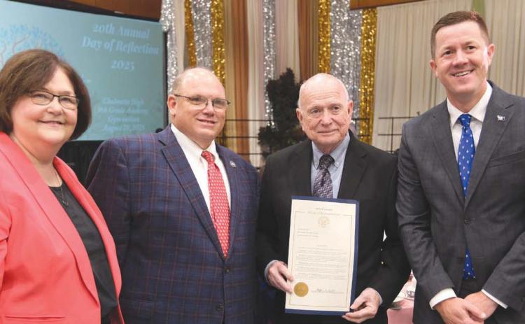 From Left: St. Bernard Parish School Superintendent Doris Voitier, Representative Mike Bayham, Chalmette High Principal Wayne Warner, and State of Education Superintendent Dr. Cade Brumley.