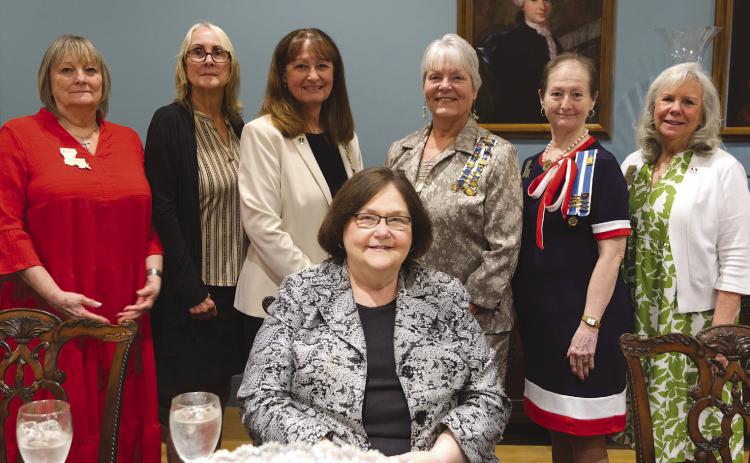 Front row: St. Bernard Parish Public School System Superintendent Doris Voitier; Back row left to right: Francois deLery members Catherine Murray, Mary Powe, Regent Christyn Elliott, Historian Gayle Buckley, Registrar Hattie McElroy and Chaplain Debbi DeMatteo