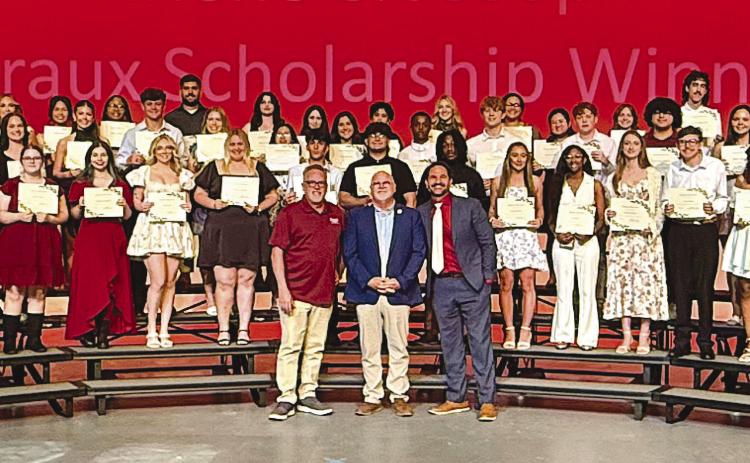 Chris and Bill Haines with 70 Meraux Scholars from Chalmette High's Class of 2026.